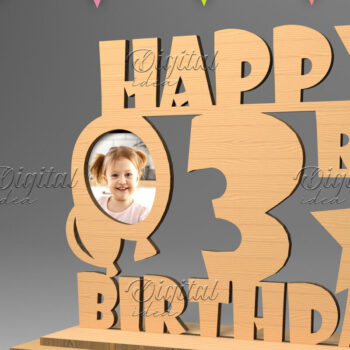 Intra απο ξύλο plywood 3mm-4mm πάχος – Εξατομικευμένη πινακίδα γενεθλίων. Κορνίζα φωτογραφιών Δίασταση  20x20 cm INTRAFABR-83157896 - Image 1