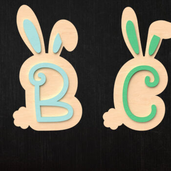 Intra απο ξύλο plywood 3mm-4mm πάχος – Εξατομικευμένο Bunny Alphabet - Πασχαλινό Δίασταση 20x20 cm INTRAFABR-115518873 - Image 1
