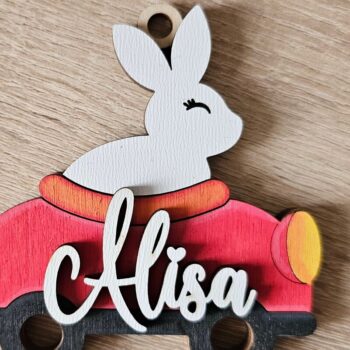Intra απο ξύλο plywood 3mm-4mm πάχος – Personalized Bunny Car Keychain | Δίασταση  5x5 cm INTRAFABR-118421108 - Image 6