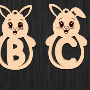 Intra απο ξύλο plywood 3mm-4mm πάχος – Εξατομικευμένες ετικέτες ονόματος λαγουδάκι με λέιζερ Δίασταση  20x20 cm INTRAFABR-116016159