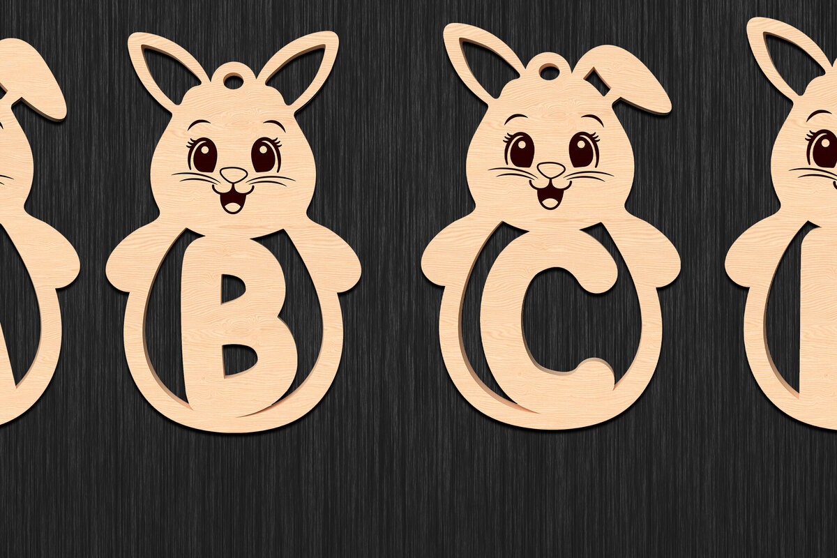 Intra απο ξύλο plywood 3mm-4mm πάχος – Εξατομικευμένες ετικέτες ονόματος λαγουδάκι με λέιζερ Δίασταση  20x20 cm INTRAFABR-116016159