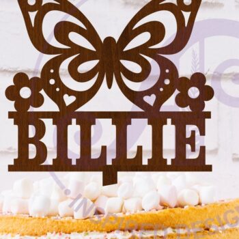 Intra απο ξύλο plywood 3mm-4mm πάχος – Personalized Butterfly Cake Topper Δίασταση  20x20 cm INTRAFABR-121690636 - Image 1