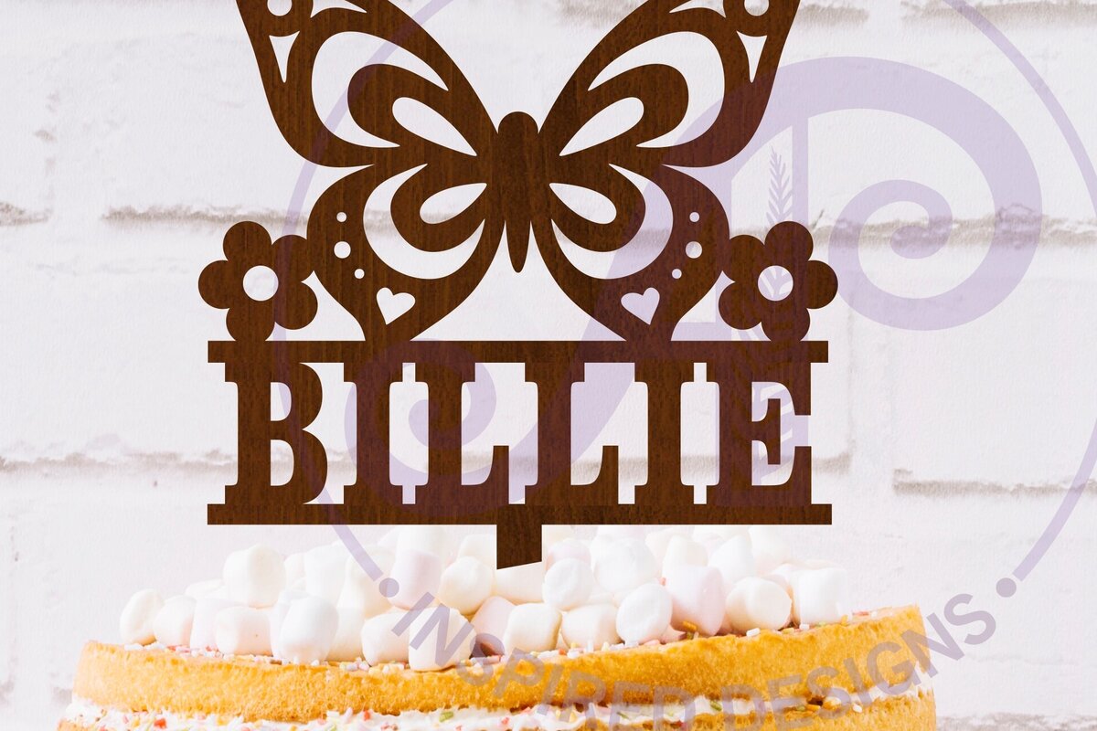 Intra απο ξύλο plywood 3mm-4mm πάχος – Personalized Butterfly Cake Topper Δίασταση  20x20 cm INTRAFABR-121690636