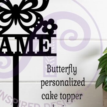 Intra απο ξύλο plywood 3mm-4mm πάχος – Personalized Butterfly Cake Topper Δίασταση 20x20 cm INTRAFABR-121690636 - Image 2