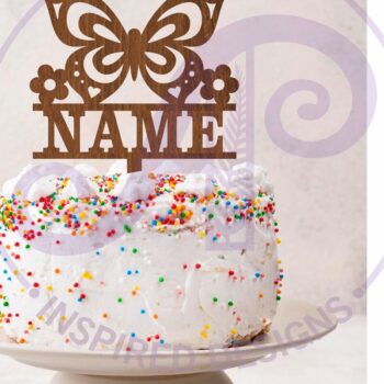 Intra απο ξύλο plywood 3mm-4mm πάχος – Personalized Butterfly Cake Topper Δίασταση  20x20 cm INTRAFABR-121690636 - Image 3