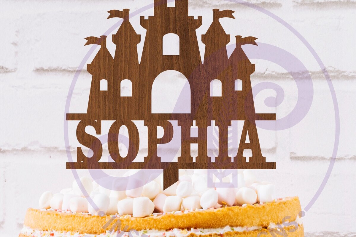 Intra απο ξύλο plywood 3mm-4mm πάχος – Προσωποποιημένο Castle Cake Topper Δίασταση  20x20 cm INTRAFABR-117218895