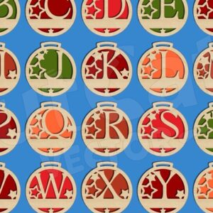 Intra απο ξύλο plywood 3mm-4mm πάχος – Εξατομικευμένες Χριστουγεννιάτικες Μπάλες Αλφάβητο Δίασταση  20x20 cm INTRAFABR-119550811