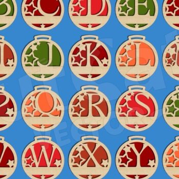 Intra απο ξύλο plywood 3mm-4mm πάχος – Εξατομικευμένες Χριστουγεννιάτικες Μπάλες Αλφάβητο Δίασταση  20x20 cm INTRAFABR-119550811 - Image 1