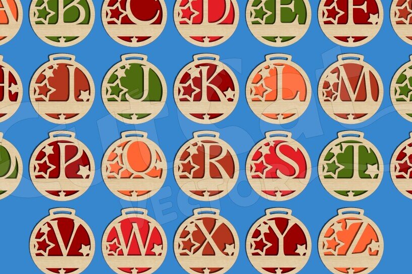 Intra απο ξύλο plywood 3mm-4mm πάχος – Εξατομικευμένες Χριστουγεννιάτικες Μπάλες Αλφάβητο Δίασταση  20x20 cm INTRAFABR-119550811