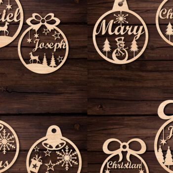 Intra απο ξύλο plywood 3mm-4mm πάχος – Εξατομικευμένη δέσμη Χριστουγεννιάτικων στολιδιών Δίασταση 20x20 cm INTRAFABR-109496235 - Image 3