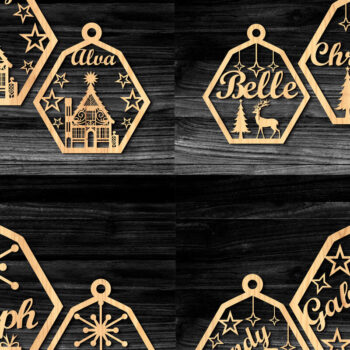 Intra απο ξύλο plywood 3mm-4mm πάχος – Εξατομικευμένη δέσμη Χριστουγεννιάτικων στολιδιών Δίασταση 20x20 cm INTRAFABR-109496235 - Image 5