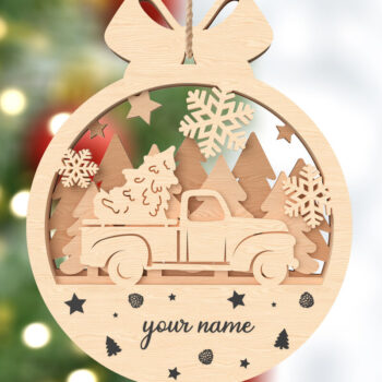 Intra απο ξύλο plywood 3mm-4mm πάχος – Προσωποποιημένο Χριστουγεννιάτικο Στολίδι Φορτηγού Δίασταση  20x20 cm INTRAFABR-106720535 - Image 1