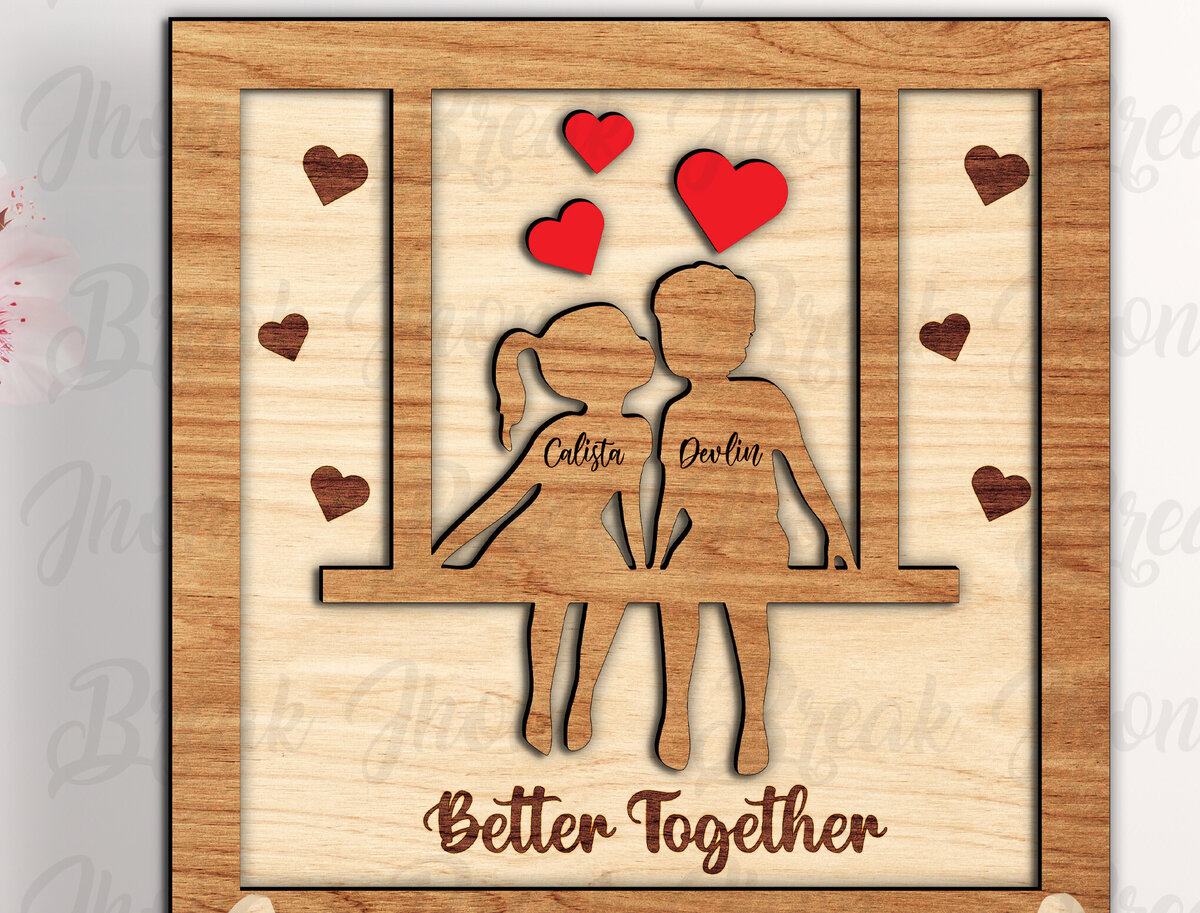 Intra απο ξύλο plywood 3mm-4mm πάχος – Εξατομικευμένη Ξύλινη Πινακίδα Ζευγαριού Δίασταση  20x20 cm INTRAFABR-114051035