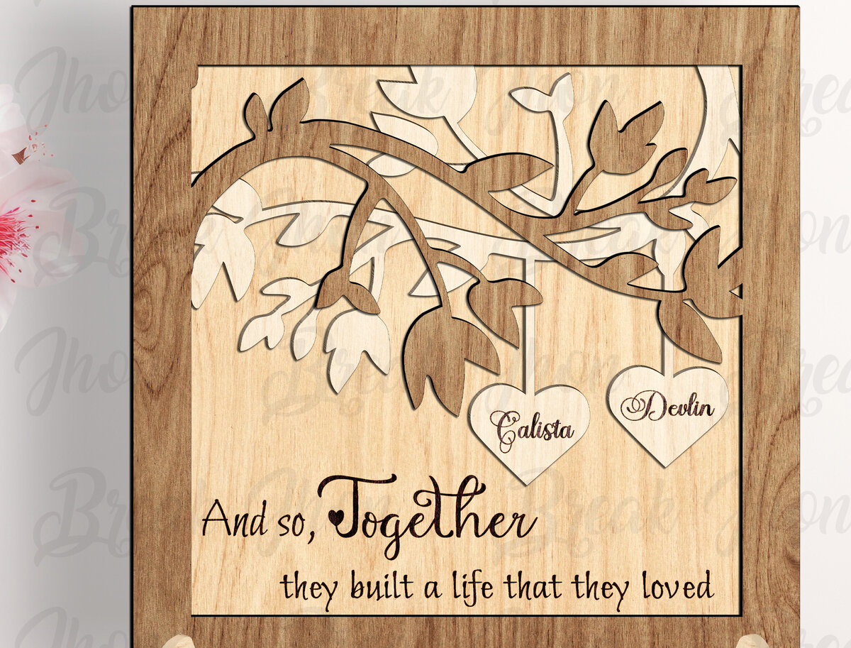 Intra απο ξύλο plywood 3mm-4mm πάχος – Εξατομικευμένο Cutfile Ξύλινης Πινακίδας Ζευγαριών Δίασταση  20x20 cm INTRAFABR-114048009