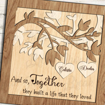 Intra απο ξύλο plywood 3mm-4mm πάχος – Εξατομικευμένο Cutfile Ξύλινης Πινακίδας Ζευγαριών Δίασταση  20x20 cm INTRAFABR-114048009 - Image 2