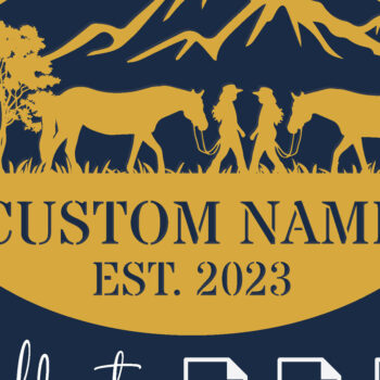 Intra απο ξύλο plywood 3mm-4mm πάχος – Εξατομικευμένη  πινακίδα Cowboy Cowgirl Δίασταση  20x20 cm INTRAFABR-106018785 - Image 2