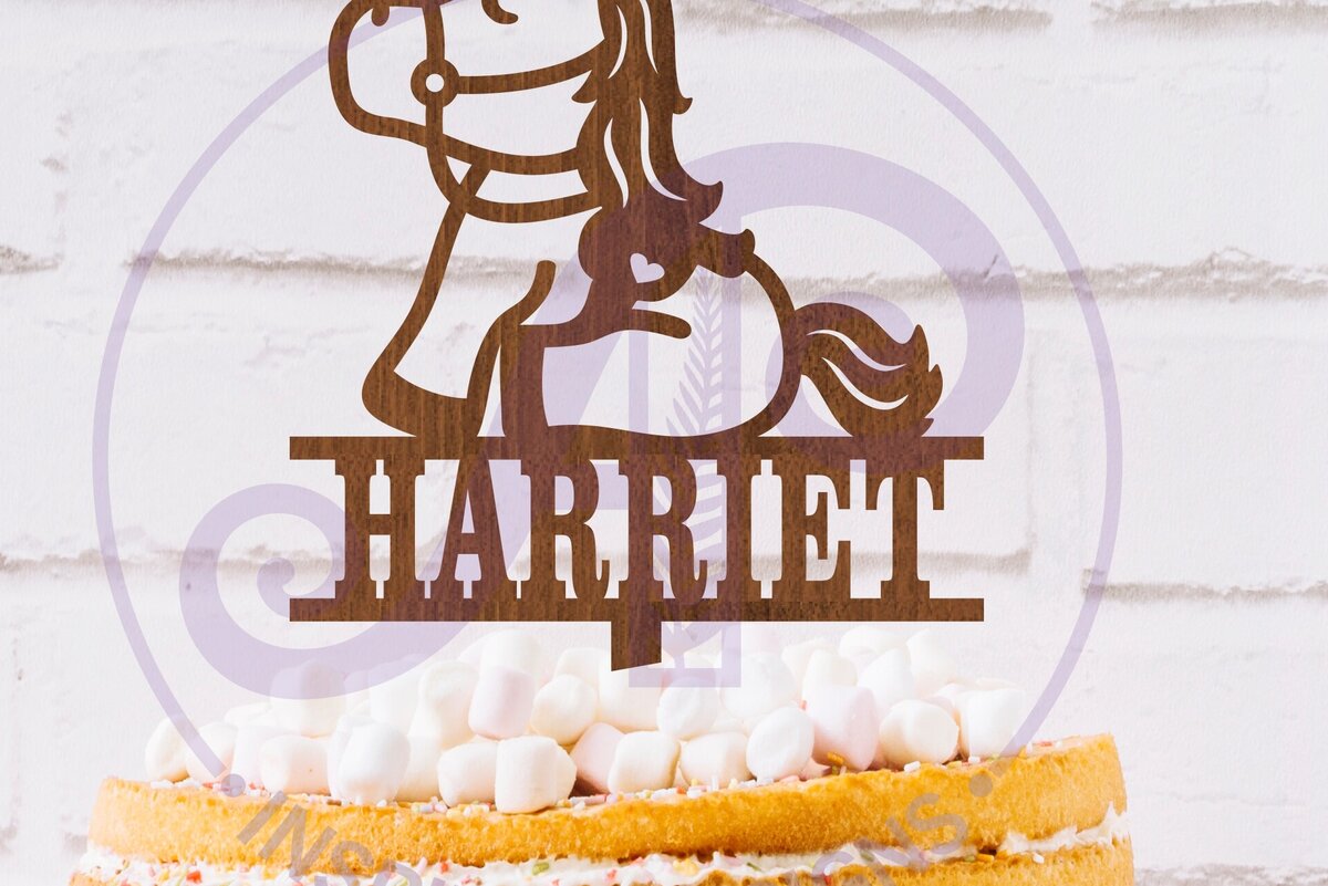 Intra απο ξύλο plywood 3mm-4mm πάχος – Προσωποποιημένο Cute Horse Cake Topper Δίασταση  20x20 cm INTRAFABR-117993308