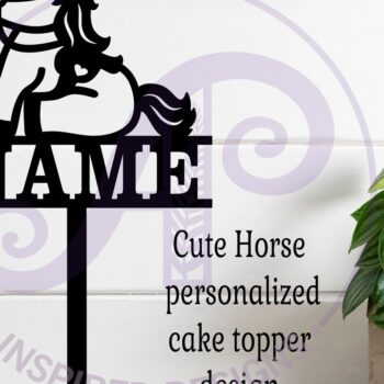 Intra απο ξύλο plywood 3mm-4mm πάχος – Προσωποποιημένο Cute Horse Cake Topper Δίασταση 20x20 cm INTRAFABR-117993308 - Image 2