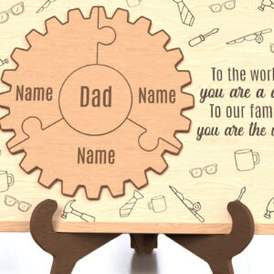 Intra απο ξύλο plywood 3mm-4mm πάχος – Εξατομικευμένη επιγραφή Dad Puzzle Gear Δίασταση  20x20 cm INTRAFABR-121915223