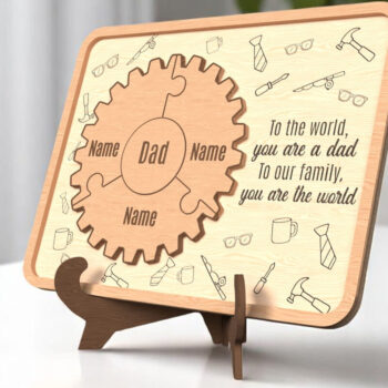 Intra απο ξύλο plywood 3mm-4mm πάχος – Εξατομικευμένη επιγραφή Dad Puzzle Gear Δίασταση  20x20 cm INTRAFABR-121915223 - Image 2