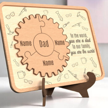 Intra απο ξύλο plywood 3mm-4mm πάχος – Εξατομικευμένη επιγραφή Dad Puzzle Gear Δίασταση  20x20 cm INTRAFABR-121915223 - Image 3
