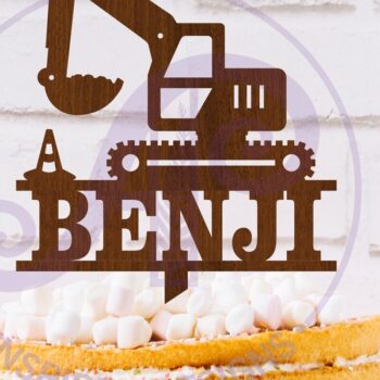 Intra απο ξύλο plywood 3mm-4mm πάχος – Personalized Digger Cake Topper Δίασταση  20x20 cm INTRAFABR-116779261 - Image 1