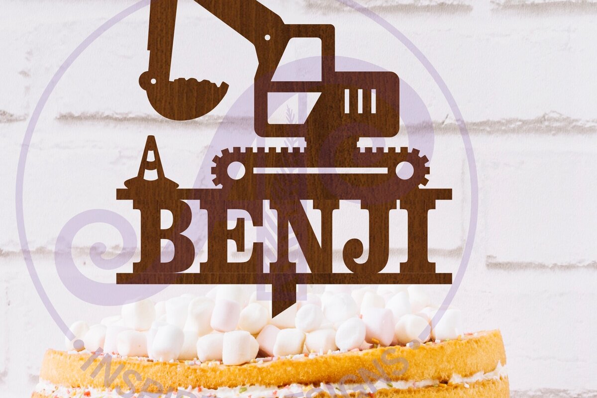 Intra απο ξύλο plywood 3mm-4mm πάχος – Personalized Digger Cake Topper Δίασταση  20x20 cm INTRAFABR-116779261