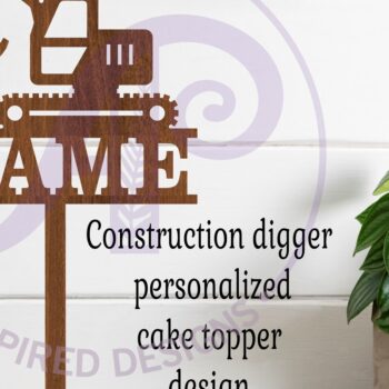 Intra απο ξύλο plywood 3mm-4mm πάχος – Personalized Digger Cake Topper Δίασταση  20x20 cm INTRAFABR-116779261 - Image 2