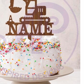 Intra απο ξύλο plywood 3mm-4mm πάχος – Personalized Digger Cake Topper Δίασταση  20x20 cm INTRAFABR-116779261 - Image 3