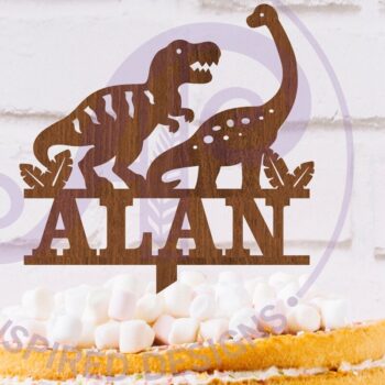 Intra απο ξύλο plywood 3mm-4mm πάχος – Personalized Dinosaur Cake Topper Δίασταση  20x20 cm INTRAFABR-116859742 - Image 1