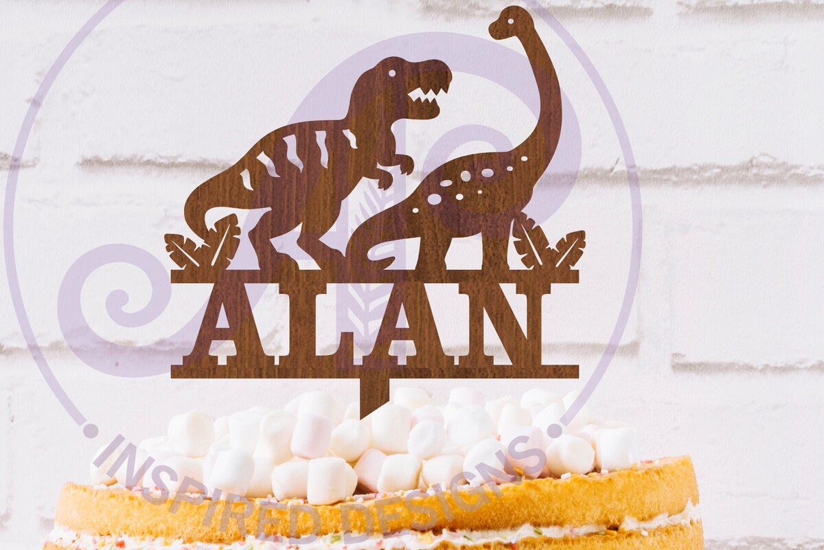 Intra απο ξύλο plywood 3mm-4mm πάχος – Personalized Dinosaur Cake Topper Δίασταση  20x20 cm INTRAFABR-116859742