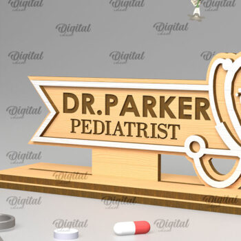 Intra απο ξύλο plywood 3mm-4mm πάχος – Προσωποποιημένη πινακίδα γραφείου Doctors Δίασταση  20x20 cm INTRAFABR-97640751 - Image 1