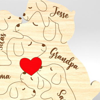 Intra απο ξύλο plywood 3mm-4mm πάχος – Εξατομικευμένο Dog Family Puzzle Δίασταση  20x20 cm INTRAFABR-100052596 - Image 1