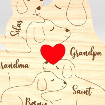 Intra απο ξύλο plywood 3mm-4mm πάχος – Εξατομικευμένο Dog Family Puzzle Δίασταση  20x20 cm INTRAFABR-100052596 - Image 4