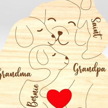 Intra απο ξύλο plywood 3mm-4mm πάχος – Εξατομικευμένο Dog Family Puzzle Δίασταση  20x20 cm INTRAFABR-100052596 - Image 5