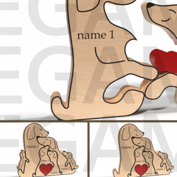 Intra απο ξύλο plywood 3mm-4mm πάχος – Εξατομικευμένο Dog Family Puzzle Δίασταση 20x20 cm INTRAFABR-121965187 - Image 1