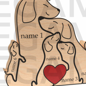 Intra απο ξύλο plywood 3mm-4mm πάχος – Εξατομικευμένο Dog Family Puzzle Δίασταση 20x20 cm INTRAFABR-121965187 - Image 2