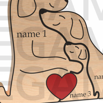 Intra απο ξύλο plywood 3mm-4mm πάχος – Εξατομικευμένο Dog Family Puzzle Δίασταση 20x20 cm INTRAFABR-121965187 - Image 5