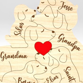 Intra απο ξύλο plywood 3mm-4mm πάχος – Εξατομικευμένο Dog Family Puzzle Δίασταση  20x20 cm INTRAFABR-100013526 - Image 2