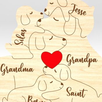 Intra απο ξύλο plywood 3mm-4mm πάχος – Εξατομικευμένο Dog Family Puzzle Δίασταση  20x20 cm INTRAFABR-100013526 - Image 3