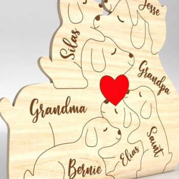 Intra απο ξύλο plywood 3mm-4mm πάχος – Εξατομικευμένο Dog Family Puzzle Δίασταση  20x20 cm INTRAFABR-100013526 - Image 8