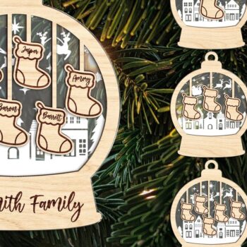 Intra απο ξύλο plywood 3mm-4mm πάχος – Προσωποποιημένο Dog Lover Family SnowGlobe Δίασταση  20x20 cm INTRAFABR-111371830 - Image 1