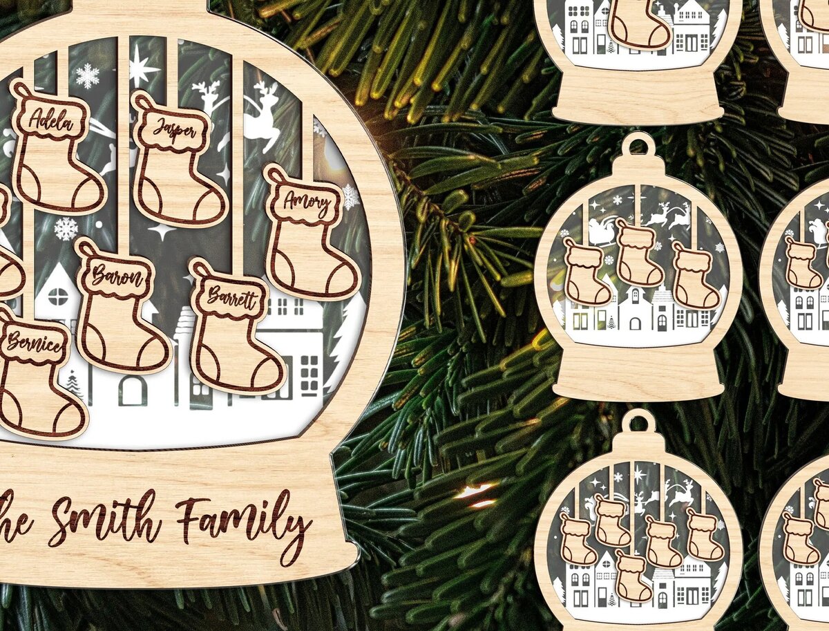 Intra απο ξύλο plywood 3mm-4mm πάχος – Προσωποποιημένο Dog Lover Family SnowGlobe Δίασταση  20x20 cm INTRAFABR-111371830