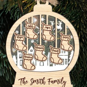 Intra απο ξύλο plywood 3mm-4mm πάχος – Προσωποποιημένο Dog Lover Family SnowGlobe Δίασταση  20x20 cm INTRAFABR-111371830 - Image 3