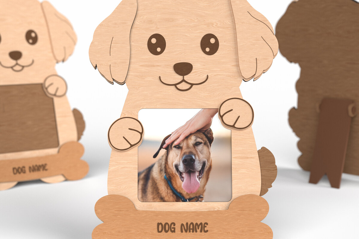 Intra απο ξύλο plywood 3mm-4mm πάχος – Εξατομικευμένη κορνίζας για σκύλους Δίασταση  20x20 cm INTRAFABR-117292800