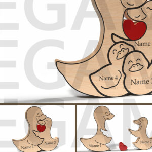 Intra απο ξύλο plywood 3mm-4mm πάχος – Εξατομικευμένο Duck Family Puzzle Δίασταση  20x20 cm INTRAFABR-121965193