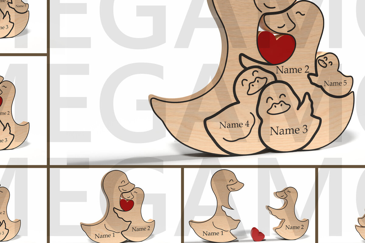 Intra απο ξύλο plywood 3mm-4mm πάχος – Εξατομικευμένο Duck Family Puzzle Δίασταση  20x20 cm INTRAFABR-121965193