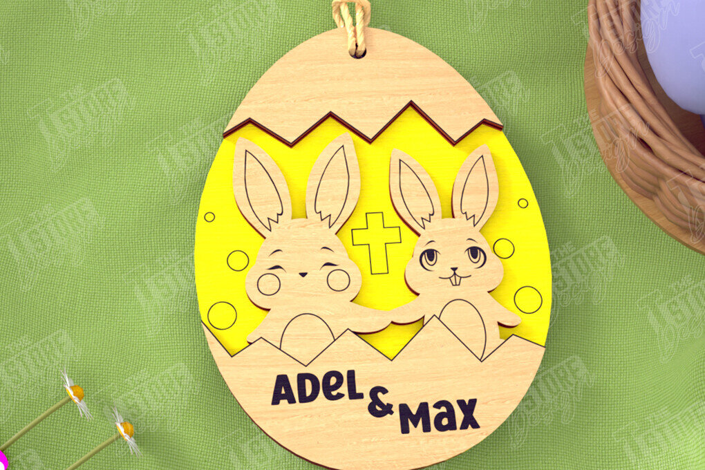 Intra απο ξύλο plywood 3mm-4mm πάχος – Εξατομικευμένες ετικέτες πασχαλινού καλαθιού για παιδιά Δίασταση  20x20 cm INTRAFABR-115451518