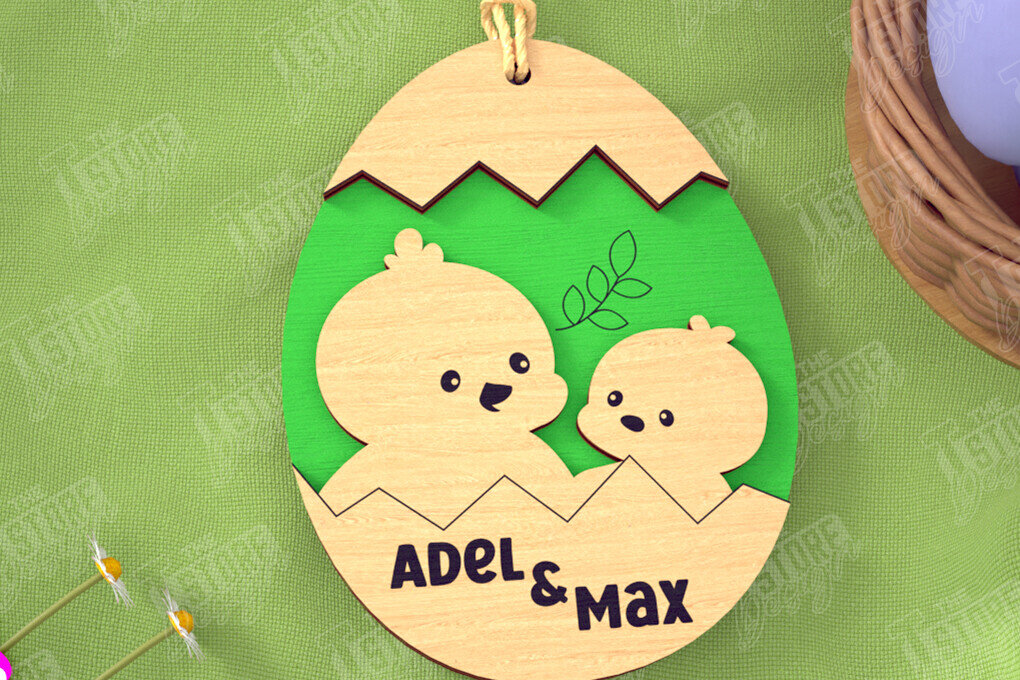 Intra απο ξύλο plywood 3mm-4mm πάχος – Εξατομικευμένες ετικέτες πασχαλινού καλαθιού για παιδιά Δίασταση  20x20 cm INTRAFABR-115451525