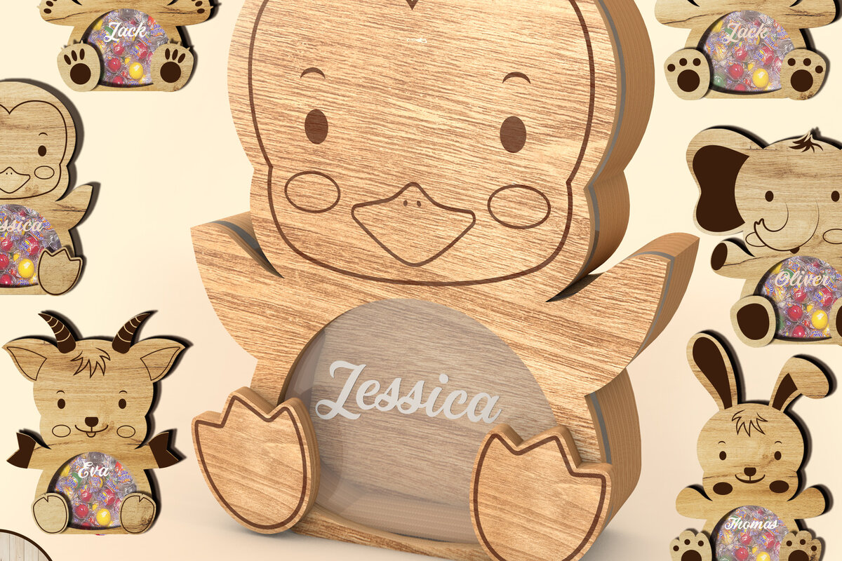 Intra απο ξύλο plywood 3mm-4mm πάχος – Εξατομικευμένο Πασχαλινό Πακέτο Animals Box Δίασταση  20x20 cm INTRAFABR-26425946